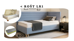 Postel Liva s čely, matrace BODY, rošt LR1 - 80x200 - PRAVÁ