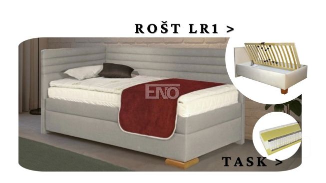 Postel Givi s čely, matrace TASK, rošt LR1 - 80x200 - LEVÁ 