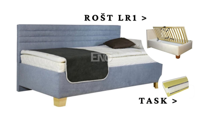 Postel Liva s dlouhým čelem, matrace TASK, rošt LR1 - 80x200