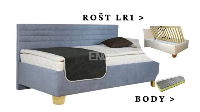 Postel Liva s dlouhým čelem, matrace BODY, rošt LR1 - 80x200